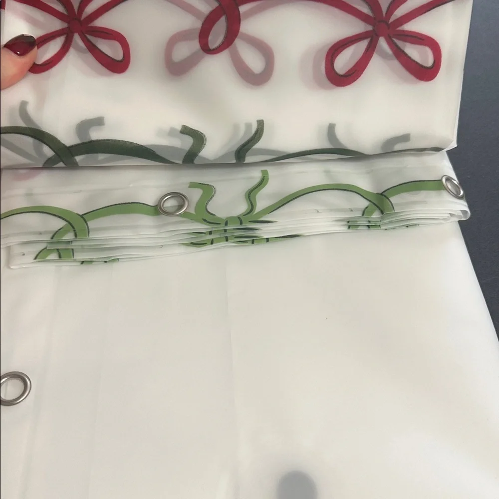 Boundary set of two Christmas bow peva shower curtains